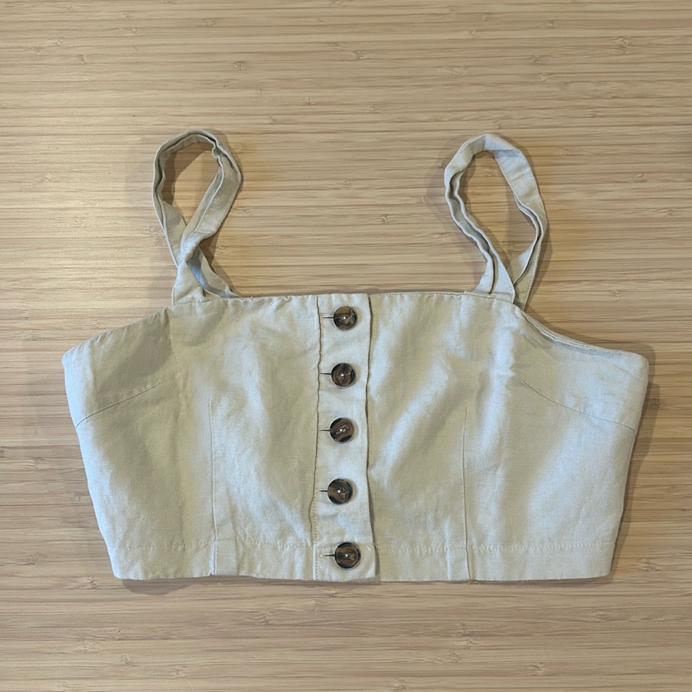 Forever 21 Linen Crop Top, Large